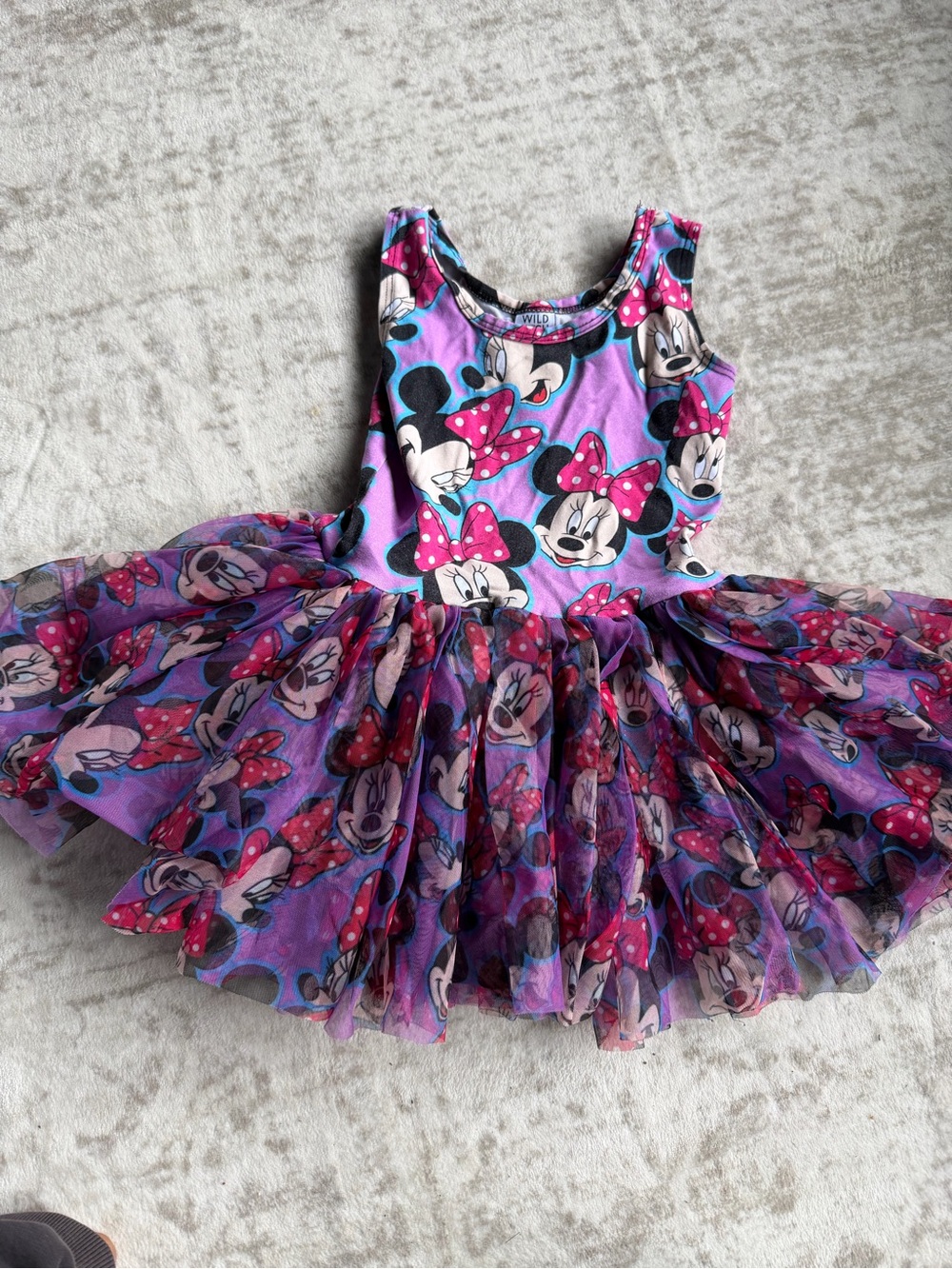 Wild Rich Kids Disney Girls Purple Minnie Mouse Tulle Tutu Dress with Pink Bows